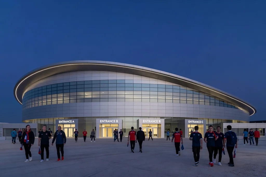 Vue aérienne d'un centre d'entraînement avec ses terrains