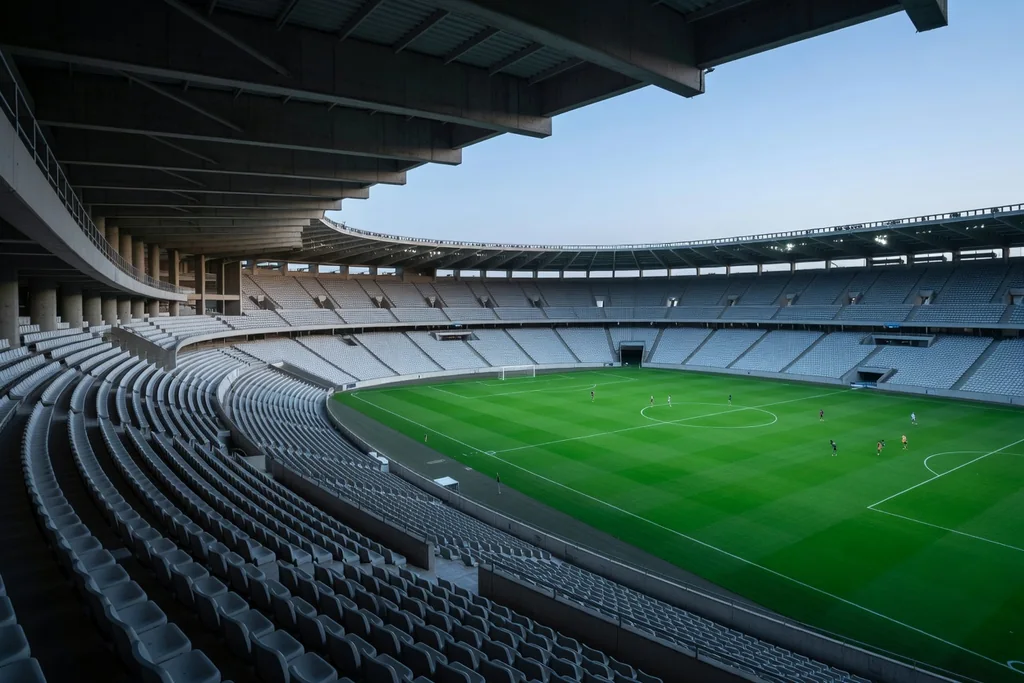 Supporters en noir et blanc dans la fumée des tribunes